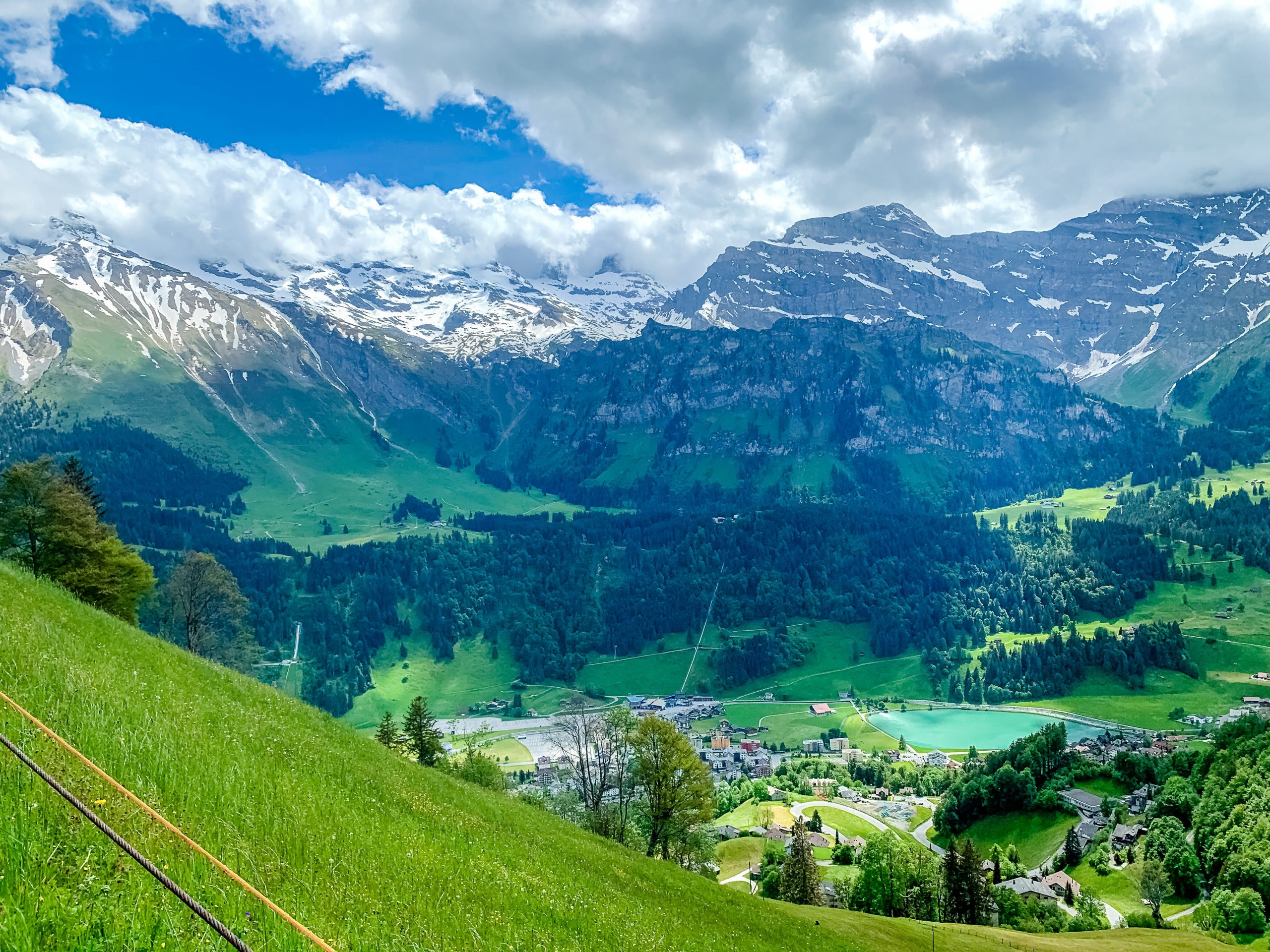 Panoramic hiking landscape in the Swiss Alps
